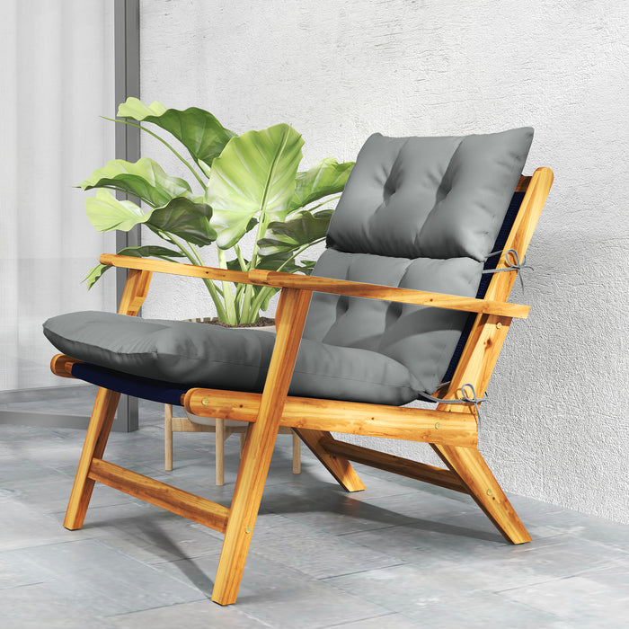 Light Grey Padded Outdoor Seat Cushion 115 x 56 cm by Outsunny