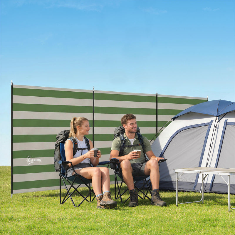 Outdoor Windbreak for Camping and Beach Shelter with Steel Poles and Carry Bag Army Green
