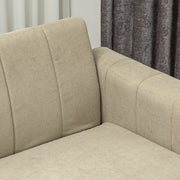Khaki 3 Seater Fabric Sofa Upholstered Channel Tufted Couch for Living Room and Bedroom by HOMCOM