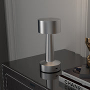 Cordless LED Touch Table Lamp with Rechargeable Battery for Bedroom or Office Use, Silver