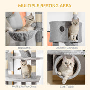 Adjustable Floor to Ceiling Cat Tree for Indoor Climbing and Play 240 to 260cm Light Grey