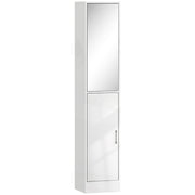 Tall Bathroom Cabinet with Mirror and Adjustable Shelf for Extra Storage, High Gloss White