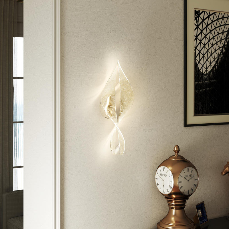 Set of 2 Silver Spiral LED Wall Lights with Adjustable Colour for Bedroom or Hallway