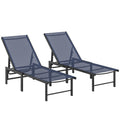 Garden Sun Loungers Set of 2 with Adjustable Backrest for Relaxing Outdoors, Dark Blue Outsunny