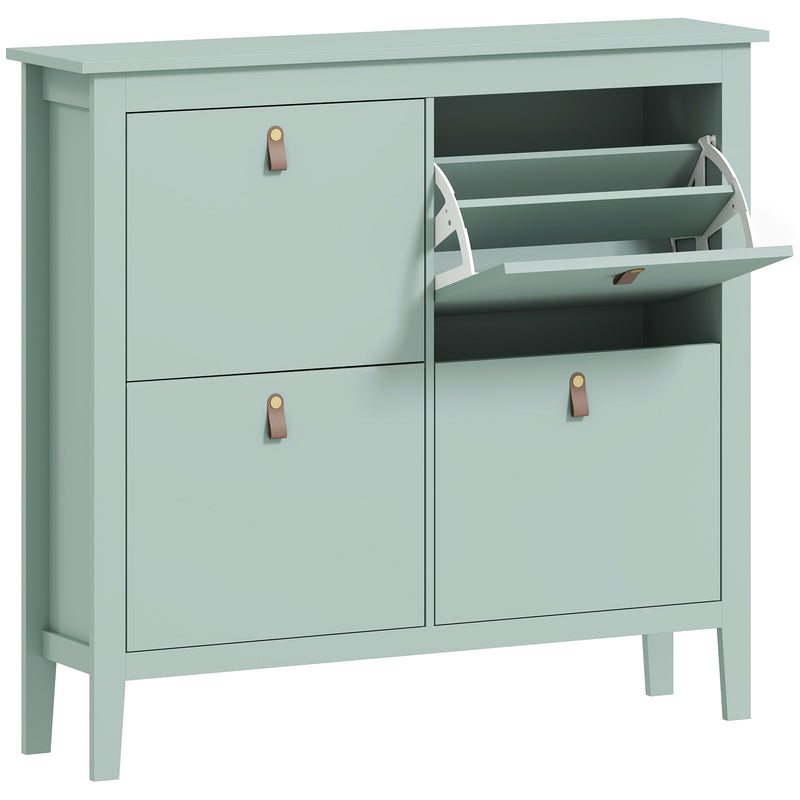 Green Modern 4 Drawer Shoe Cabinet with Ample Storage for Hallways by HOMCOM