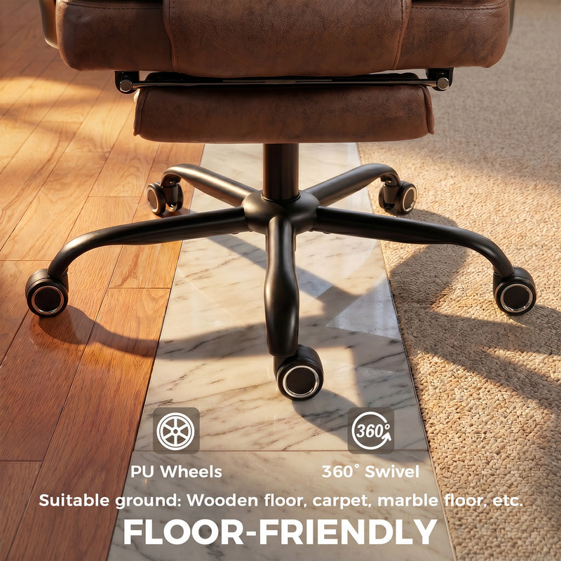 Office Chair for Tall and Large Adults with Wide Seat Reclining Back and Lumbar Support Dark Brown