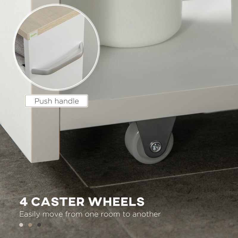 Slim Bathroom Storage Trolley with Wheels for Small Spaces White Kleankin