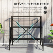 Black 3 Tier Metal Plant Stand for Indoor and Outdoor with Vintage Ladder Design by Outsunny