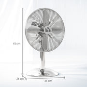 Silver Three Speed Oscillating Desk Fan with Adjustable Head