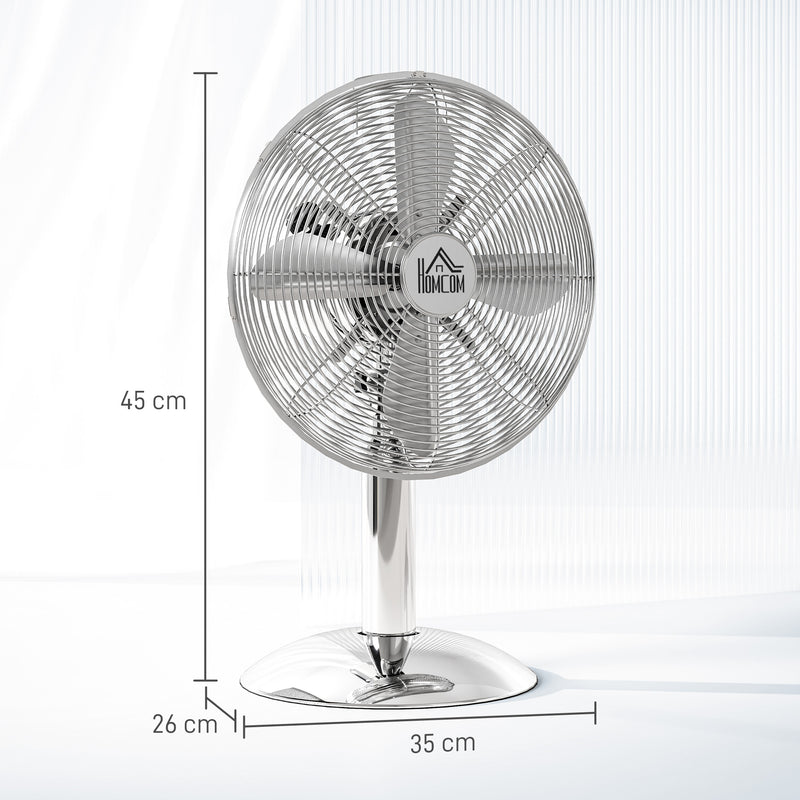Silver Three Speed Oscillating Desk Fan with Adjustable Head