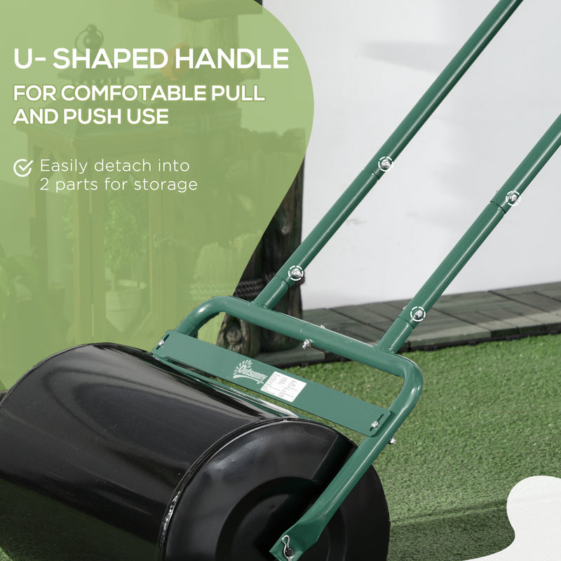 38L Fillable Steel Lawn Roller for Garden and Grass Care Dark Green by Outsunny