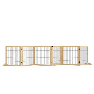 Freestanding Wooden Dog Gate With Support Feet For Doorways Or Stairs Natural Tone