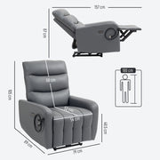 Grey Electric Recliner Armchair with USB Type C Port and Phone Holder by HOMCOM