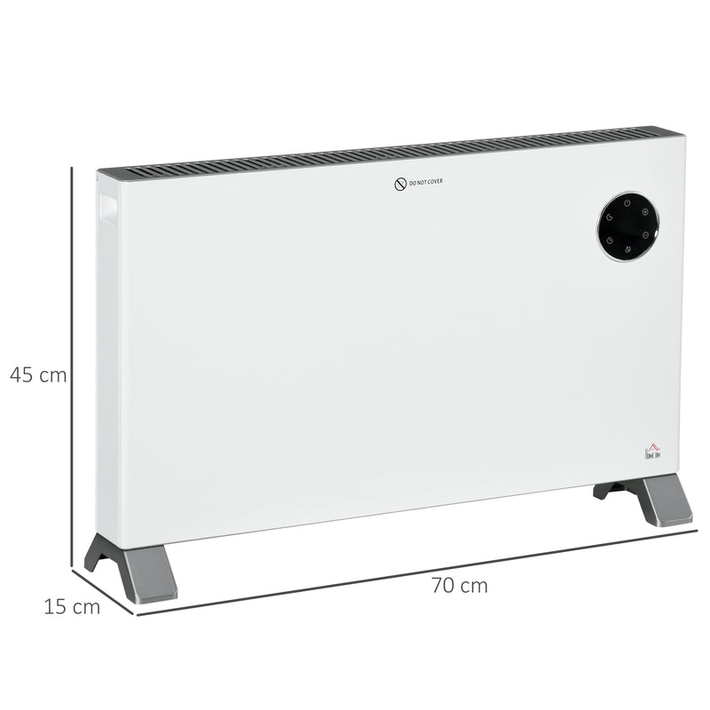 2000W Freestanding Electric Convector Heater With Timer and Thermostat Control, White