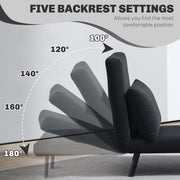 Black 4-in-1 Velvet Feel Single Sleeper Chair Bed with Pillow by HOMCOM