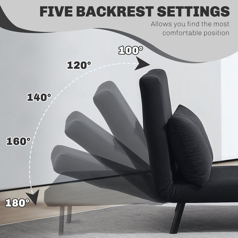 Black 4-in-1 Velvet Feel Single Sleeper Chair Bed with Pillow by HOMCOM