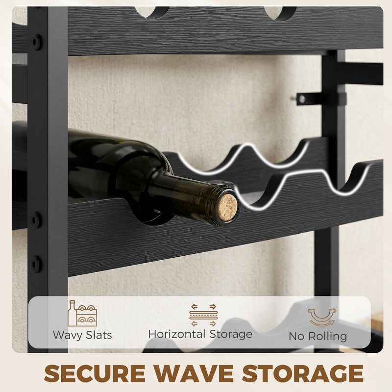 Wine Rack for 20 Bottles Compact Steel Frame for Small Kitchens or Living Rooms Black Homcom