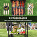 Red Portable Charcoal BBQ Grill with Large Cooking Area Shelves and Wheels by Outsunny