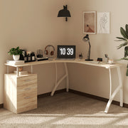 L Shaped Computer Desk With Storage Drawer Home Office Corner Workstation Oak by HOMCOM