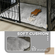 Indoor Dog Crate Furniture With Cushion and Lockable Door for Medium Dogs Grey