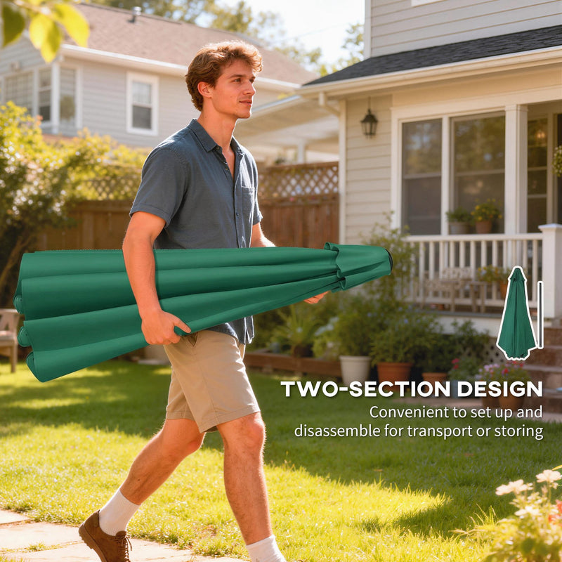 Patio Parasol with Adjustable Tilt for Sun Protection and Easy Use 3m Green AOSOM