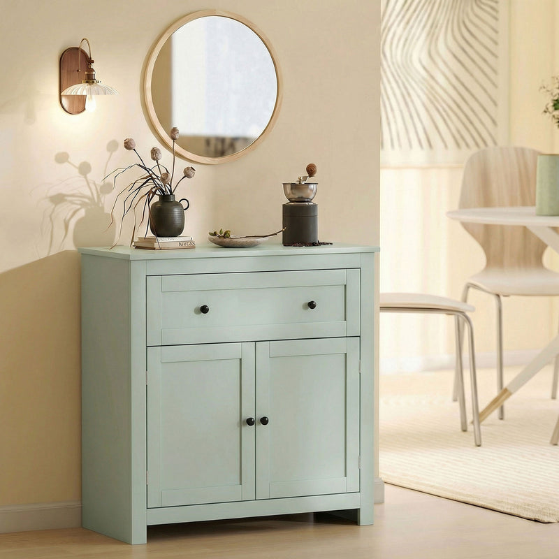 Modern Green Wooden Sideboard Storage Cabinet With Adjustable Shelf and Drawer for Kitchen