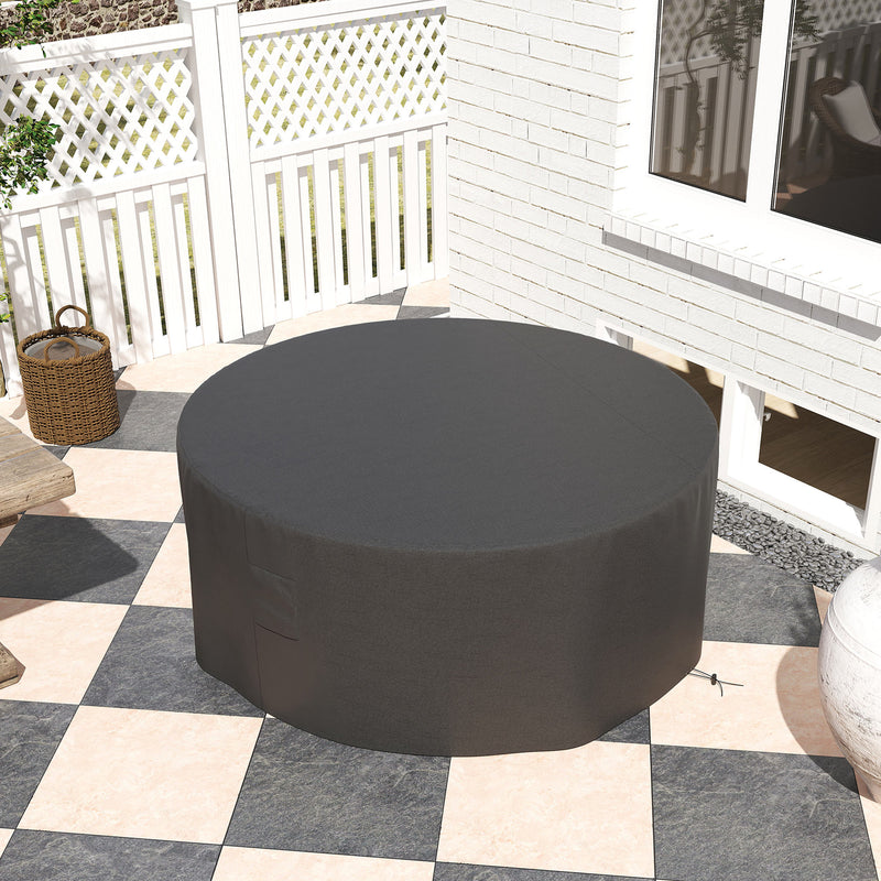 Black Waterproof Round Garden Furniture Cover 600D Oxford 193 x 80 cm by Outsunny