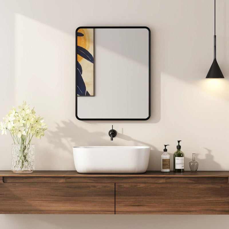 Rectangular Wall Mirror With HD Glass For Hallway Or Bedroom Decoration Black