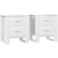 Set of 2 Bedside Tables with Drawers and Elevated Base for Bedroom or Lounge, White