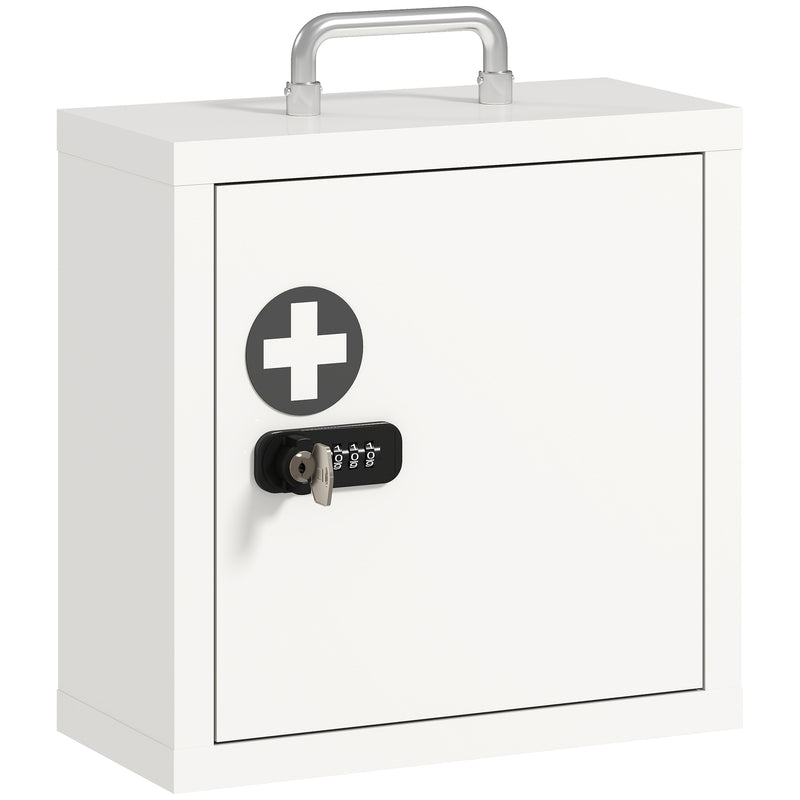 Medicine Cabinet with Lock for Secure Family Storage and Easy Wall Mounting White Grey