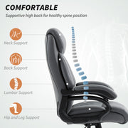 Ergonomic High Back Faux Leather Office Chair With Extra Padding For Comfort Charcoal Grey