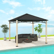 Black 3 x 3 m Metal Roof Gazebo with Wood Effect Finish by Outsunny