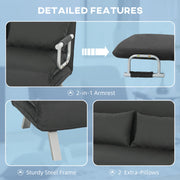 Two Seater Click Clack Sofa Bed Converts to Guest Bed for Small Spaces, Charcoal Grey