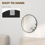 Modern Round Wall Mirror 61cm for Bedroom Living Room or Bathroom Home Decor Black