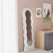 White Wavy Full Length Mirror Velvet Feel Frame by HOMCOM