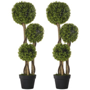 Set of 2 Artificial Boxwood Topiary Trees in Pots for Indoor and Outdoor Use Light Green