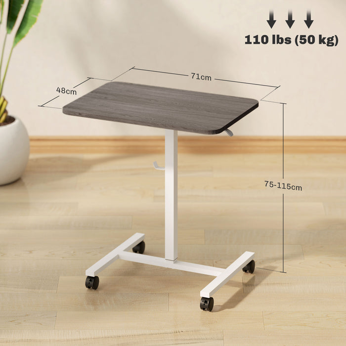 White Grey Manual Adjustable Sit to Stand Desk 75-115cm by HOMCOM