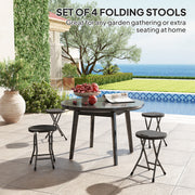 Set of Four Charcoal Grey Folding Carry Stools Lightweight and Portable by Outsunny