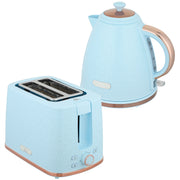 Fast Boil Kettle and 2 Slice Toaster Set with Auto Shut Off for Quick Breakfasts, Light Blue