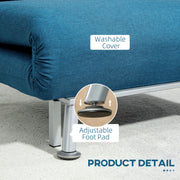 Blue Linen Look Single Sleeper Chair Comfortable and Space Saving by HOMCOM