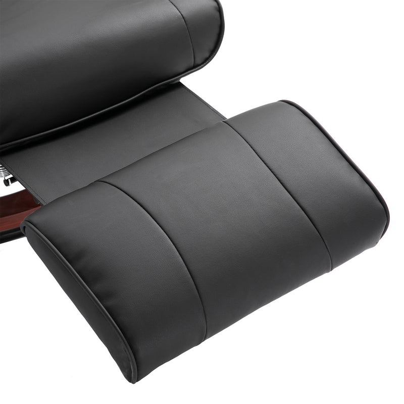 Reclining Swivel Lounge Chair With Padded Footrest For Home Office Comfort Black