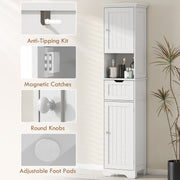 Slim Bathroom Storage Cabinet With Motion Sensor Lighting For Small Spaces White AOSOM