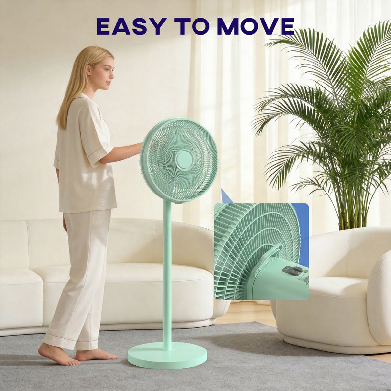 Standing Fan with Remote Control and Timer for Quiet Home Cooling Green AOSOM