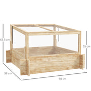 Wooden Greenhouse Planter Box With Lift-Up Lid For Growing Plants Outdoors
