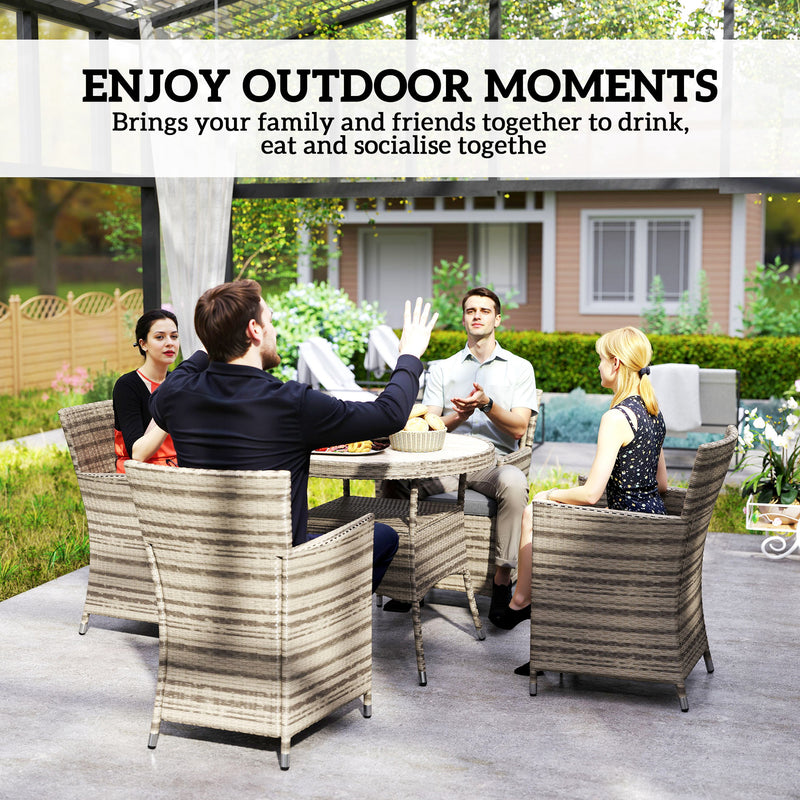 Grey 5 Piece Rattan Garden Furniture Set With Two Tier Coffee Table by Outsunny