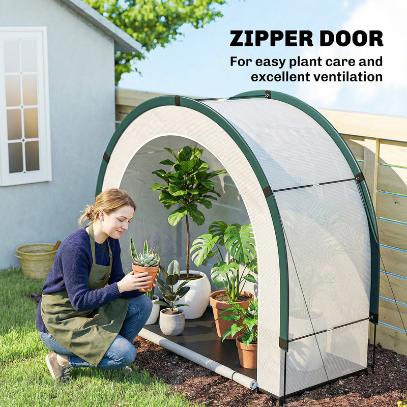 Portable Foldable Mini Greenhouse with Zipped Door Ideal for Gardens and Patios Green AOSOM