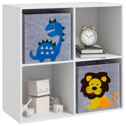 Kids Toy Storage Unit with Two Fabric Drawers Ideal for Organising Bedroom White AOSOM