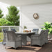 Grey 6 Seater Rattan Patio Dining Set With Cushions and Glass Top Table by Outsunny