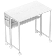 White 80 cm Drop Leaf Writing Desk Space Saving Folding Table for Home Office