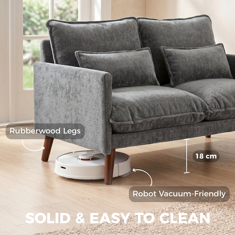 Compact 2 Seater Sofa for Small Living Rooms with Supportive Cushions Grey
